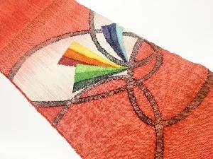 手織り紬抽象模様織出し名古屋帯